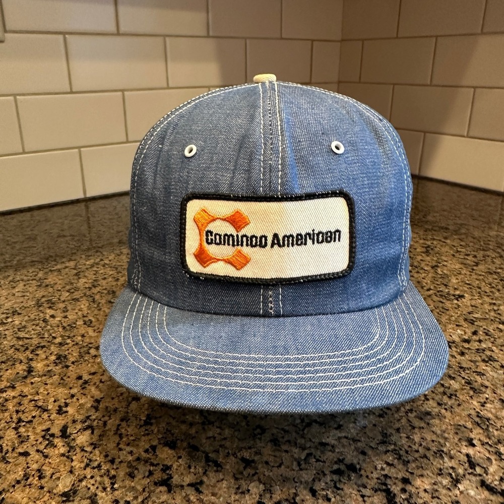 Vtg K-BRAND Cominoo American Denim Blue Snapback Baseball Cap Made in USA